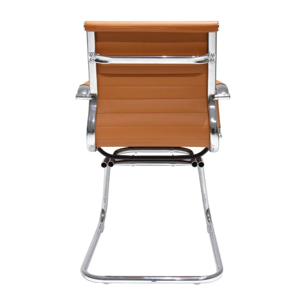 Stripes Fixed Office Guest Chair, Caramel
