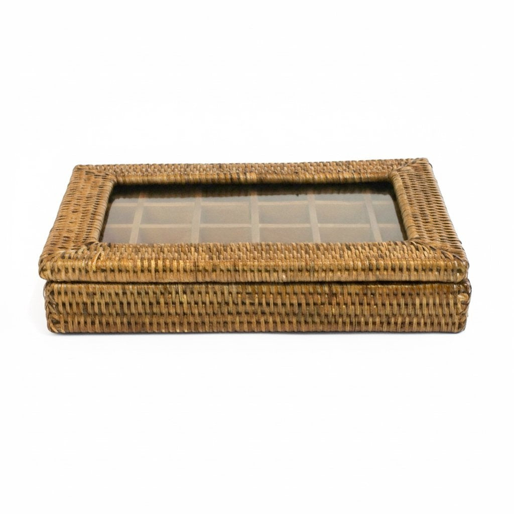 Rattan Coffee Capsule Organizer Box, Caramel