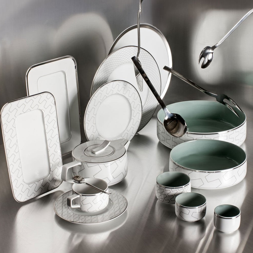 Trasso 30-Piece Porcelain Dinner, Tea & Coffee Set