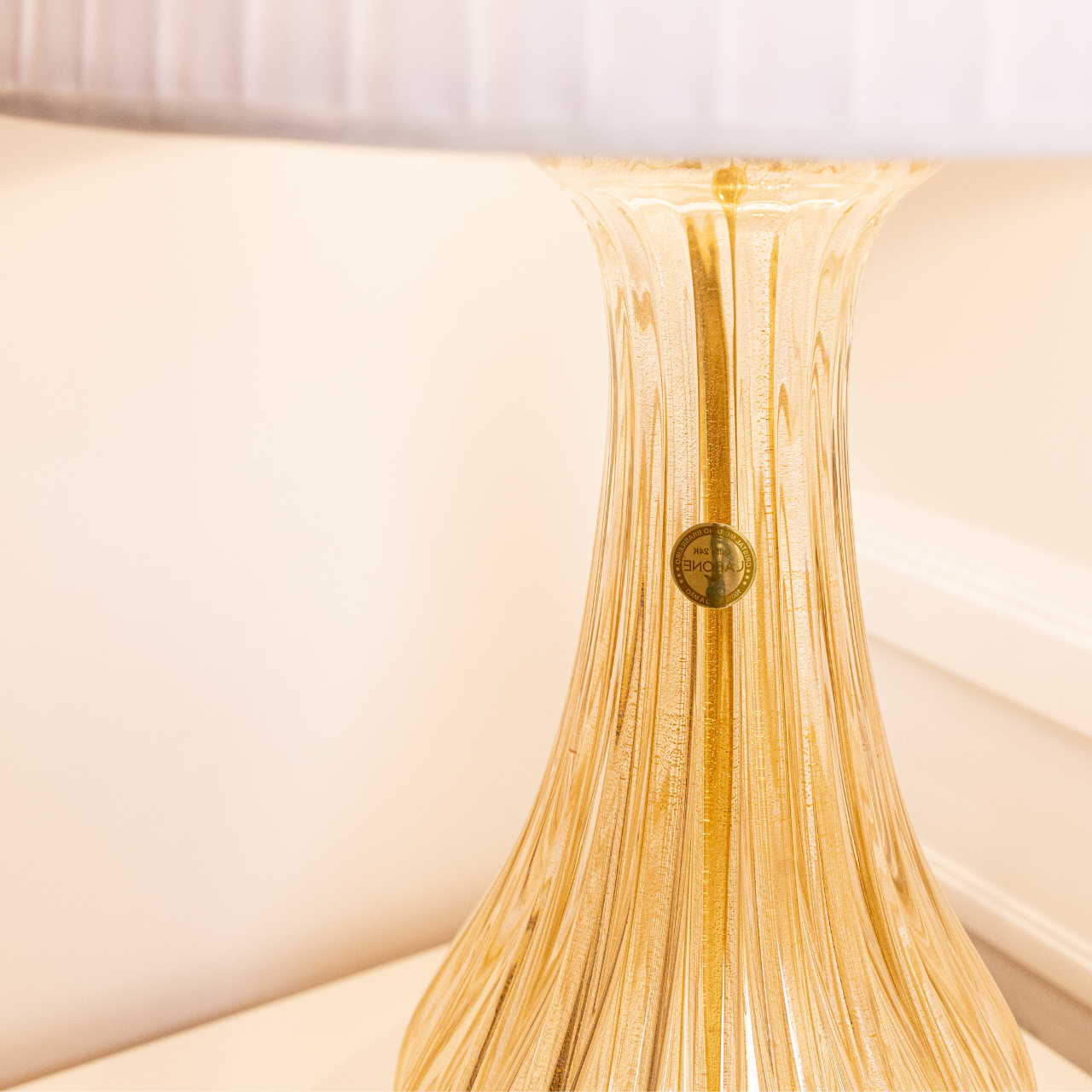 Clamart Gold Murano Crystal Table Lamp Base, 15.7 in