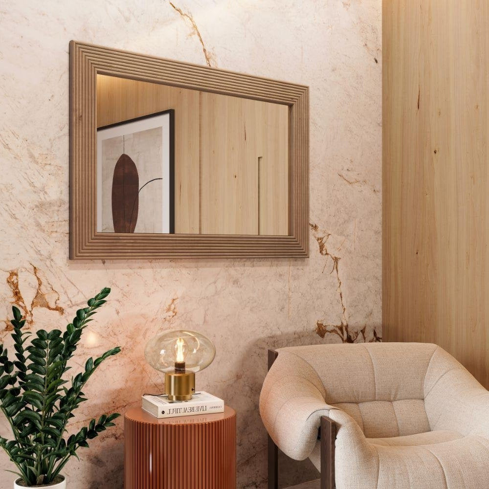 Taeda Solid Wood Framed Mirror, 47.2 in x 31.5 in
