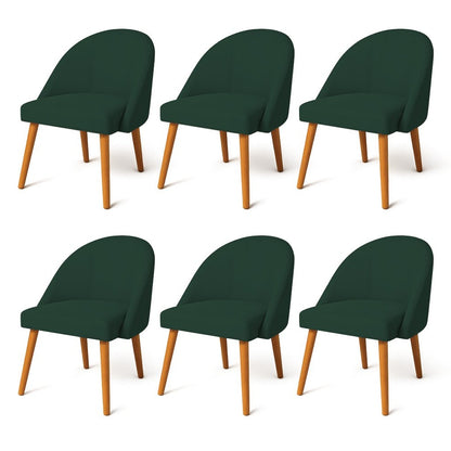 Luna Set of 6 Suede Dining Armchairs, Chestnut Legs