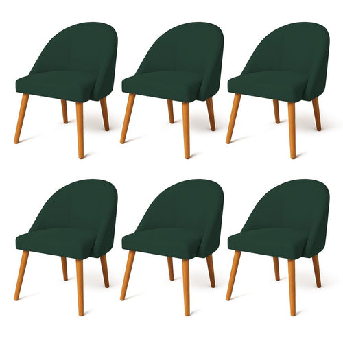 Luna Set of 6 Suede Dining Armchairs, Chestnut Legs