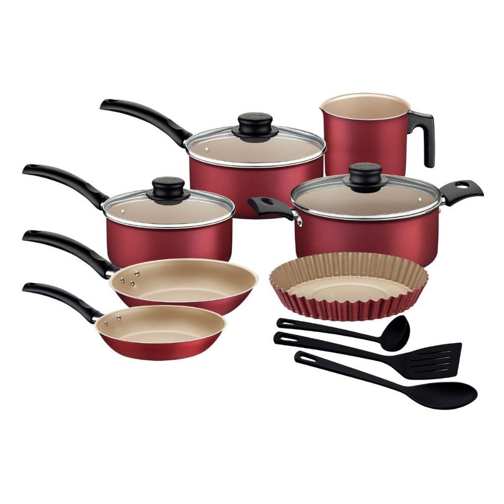 Turim 10-Piece Nonstick Cookware and Utensil Set, Red