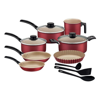 Turim 10-Piece Nonstick Cookware and Utensil Set, Red