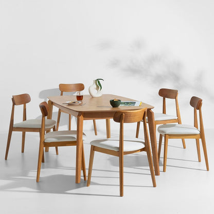 Lala Rectangular Dining Table Set with 6 Nord Chairs, American Oak