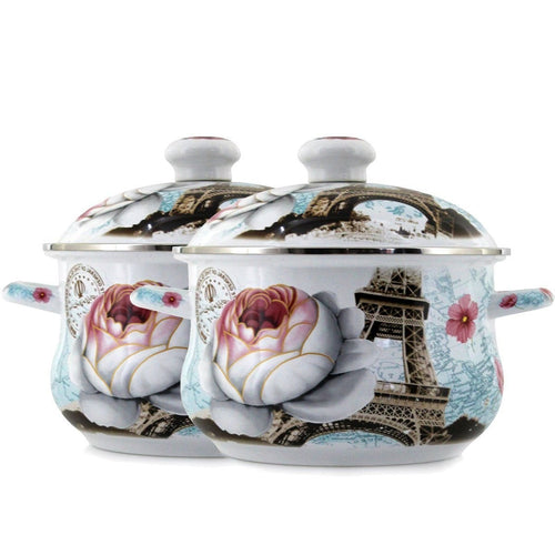 Paris 2-Piece Enameled Steel Pot Set, 22 cm