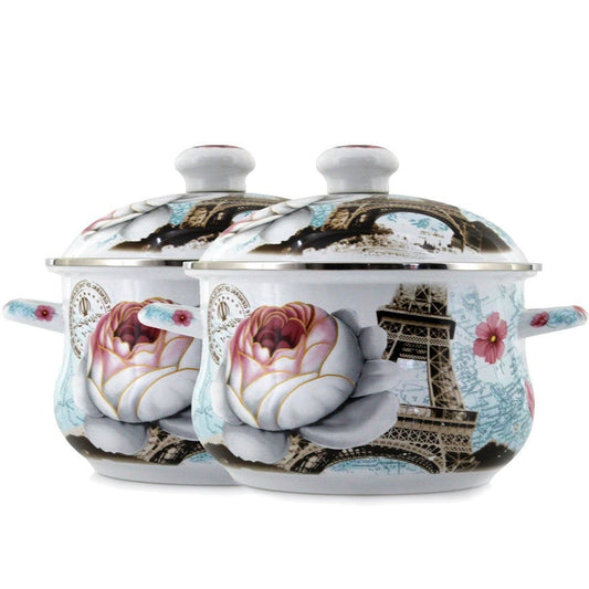 Paris 2-Piece Enameled Steel Pot Set, 22 cm