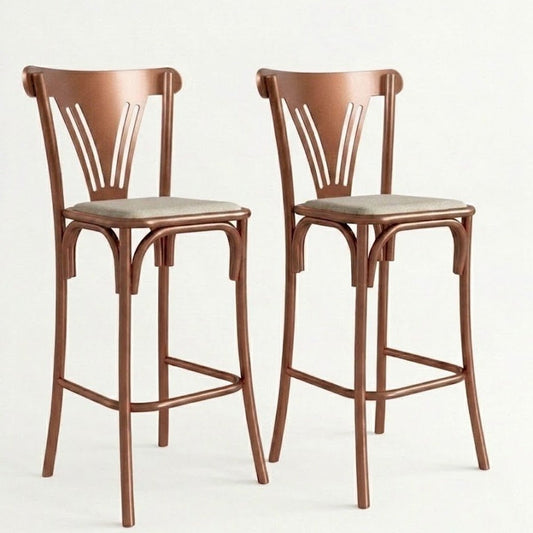 Paris Set of 2 High Bar Stools, Copper