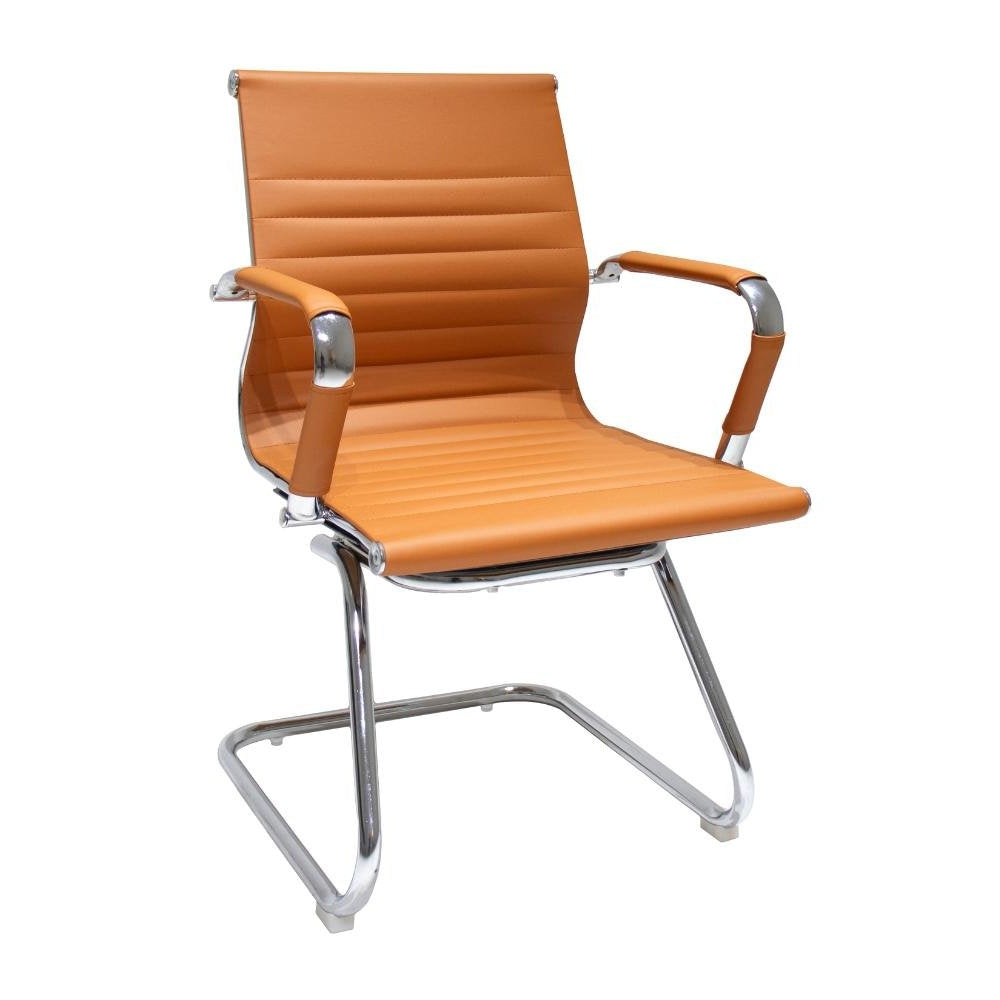 Stripes Fixed Office Guest Chair, Caramel