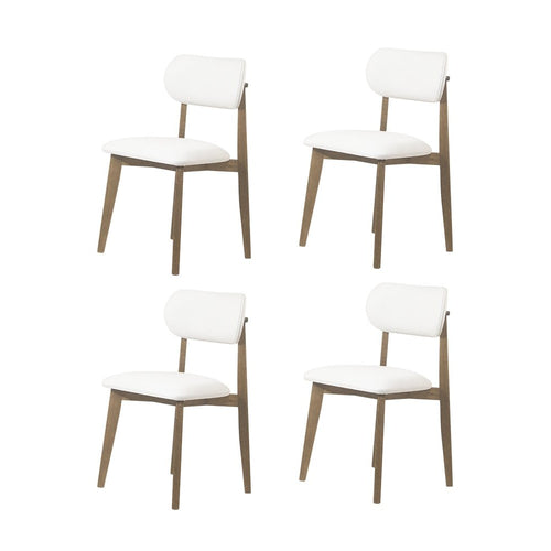 Lunna Set of 4 Upholstered Dining Chairs, Off White Linen