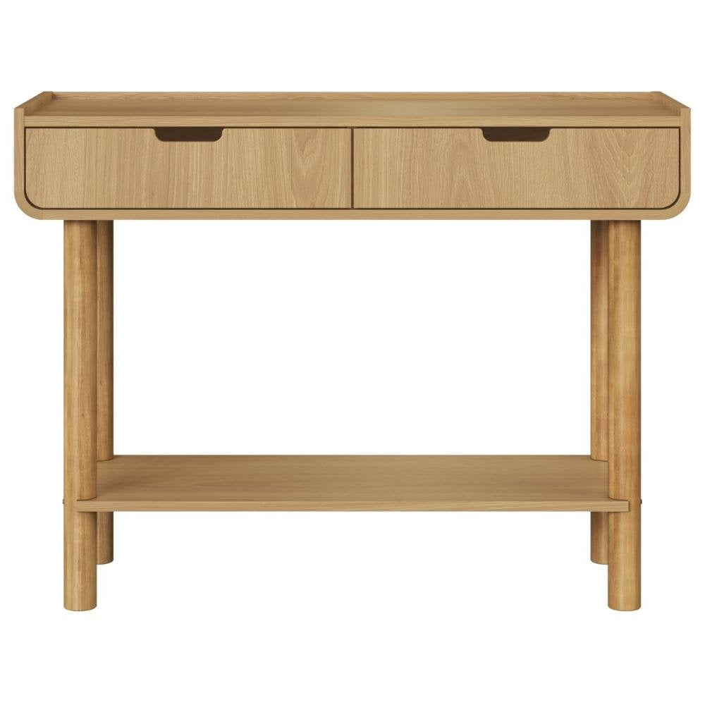 Aura 2-Drawer Console Table with Solid Wood Legs