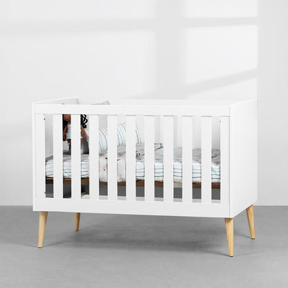 Noah Convertible Baby Crib, Natural and White