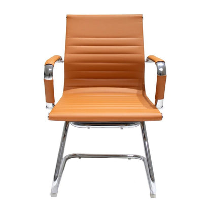 Stripes Fixed Office Guest Chair, Caramel