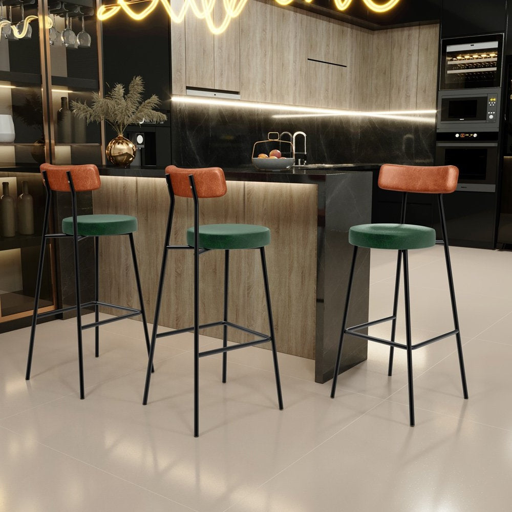Milano High Bar Stool, Camel and Moss Green