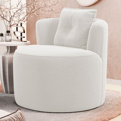 Bob Organic Boucle Lounge Chair with Pillow, Off White