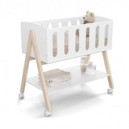 Sissi Eco Wood Mini Crib with Mattress, White