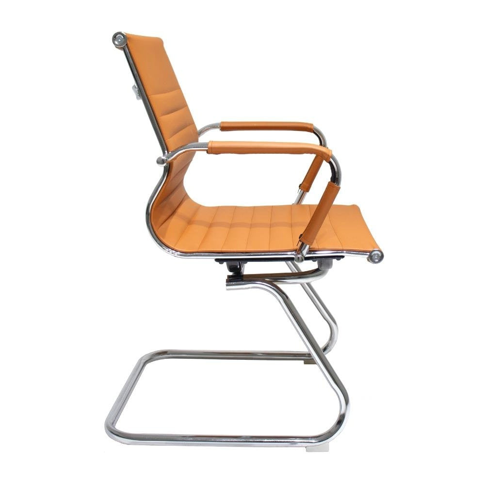 Stripes Fixed Office Guest Chair, Caramel