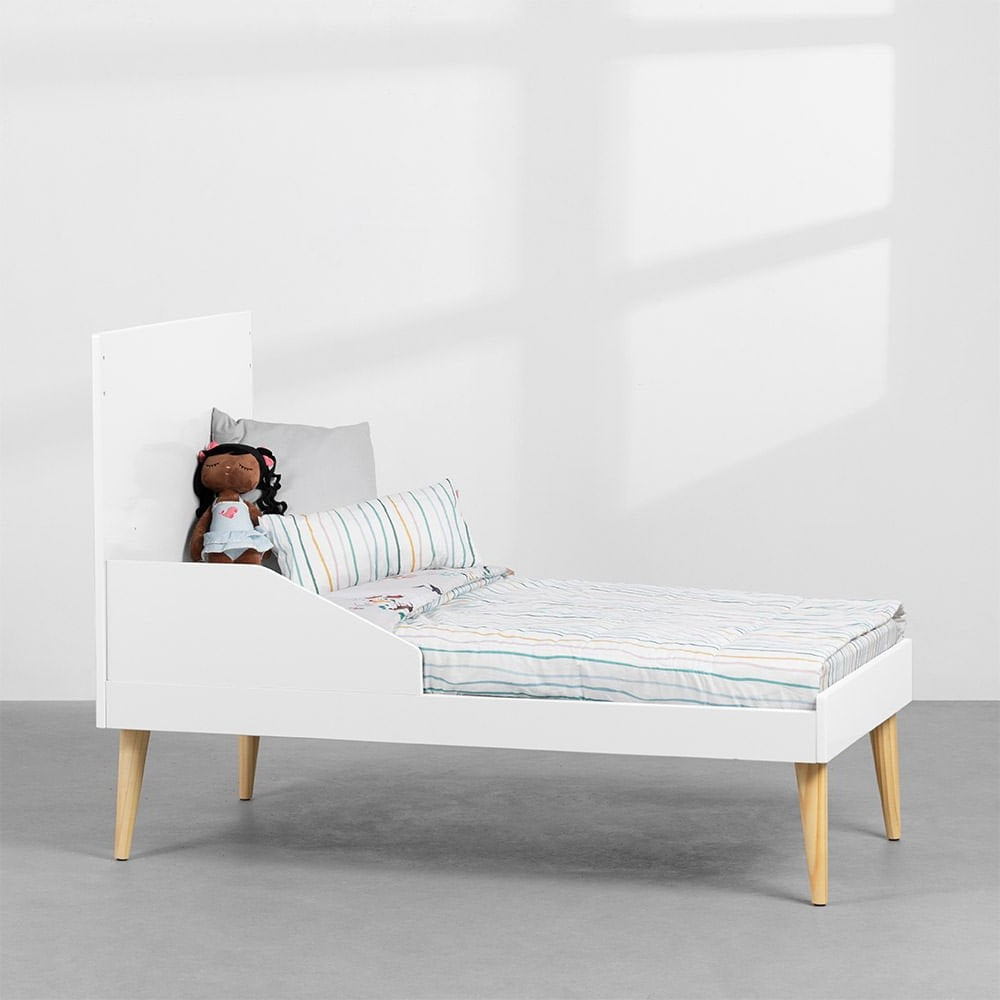 Noah Convertible Baby Crib, Natural and White