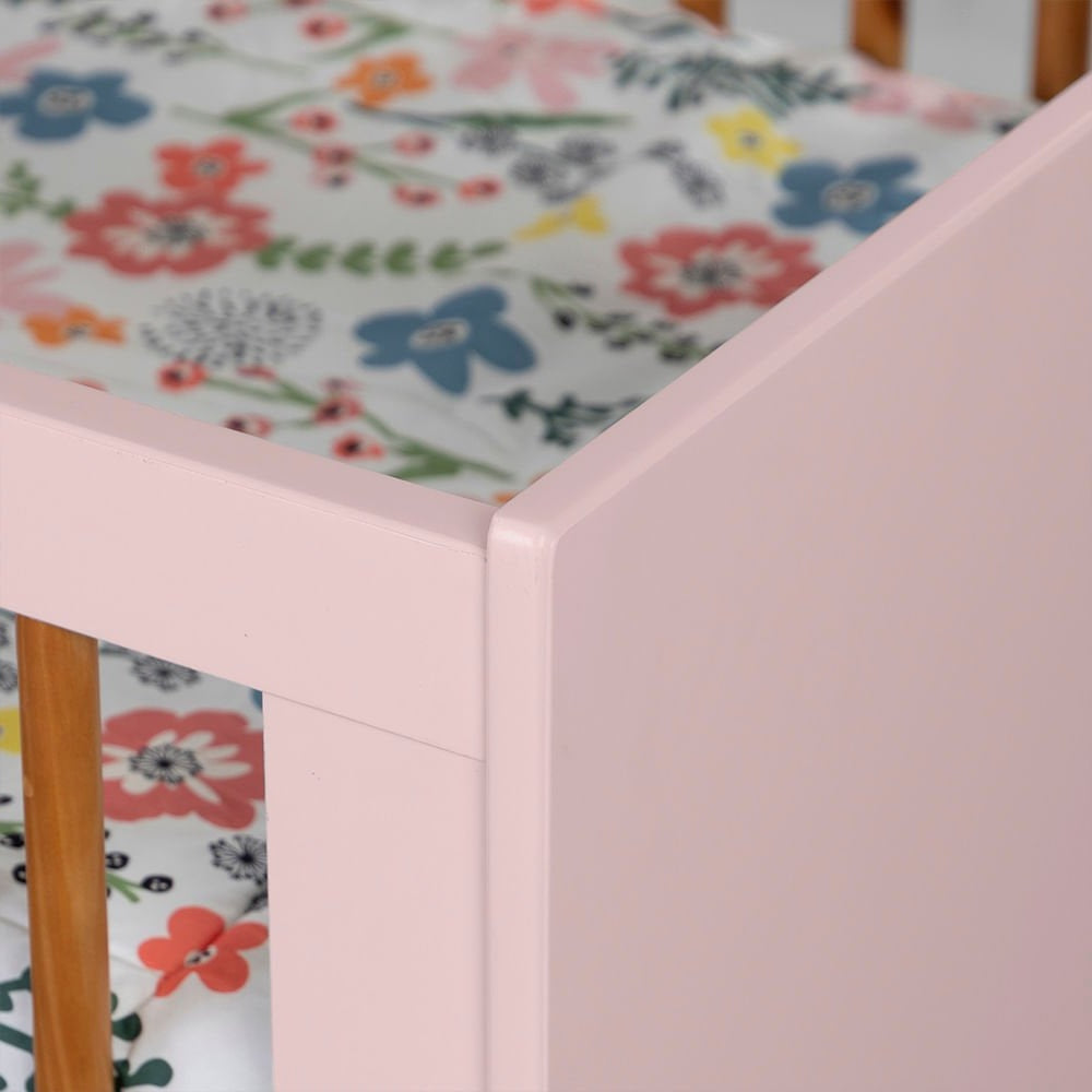 Noah Wood Convertible Baby Crib, Matte Pink