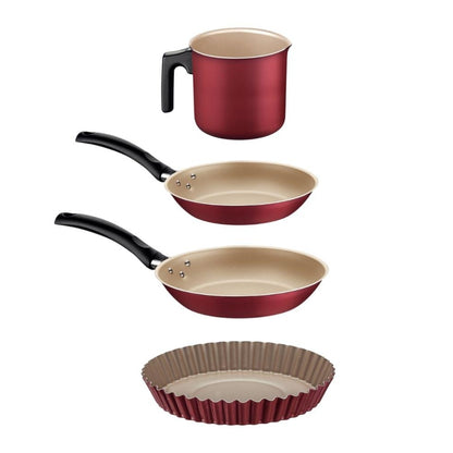 Turim 10-Piece Nonstick Cookware and Utensil Set, Red