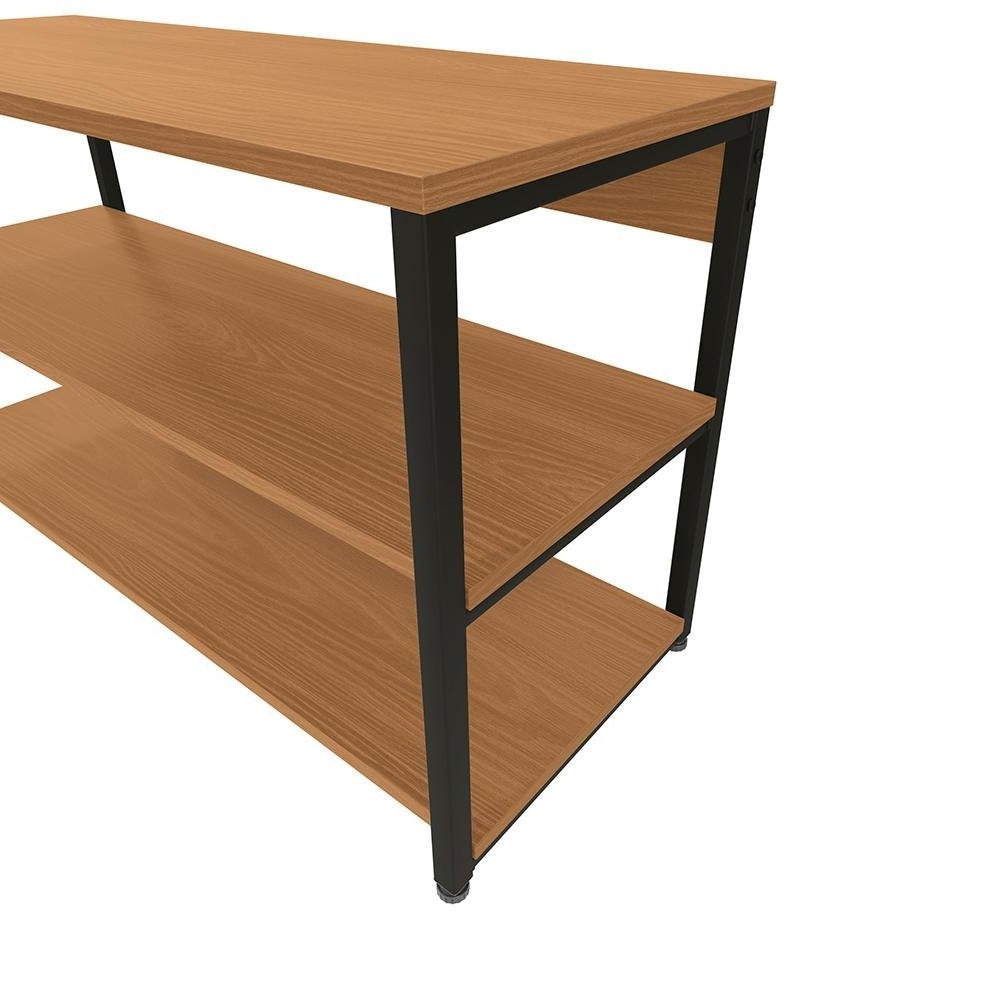 3-Tier Industrial Shoe Rack, Cinnamon and Matte Black