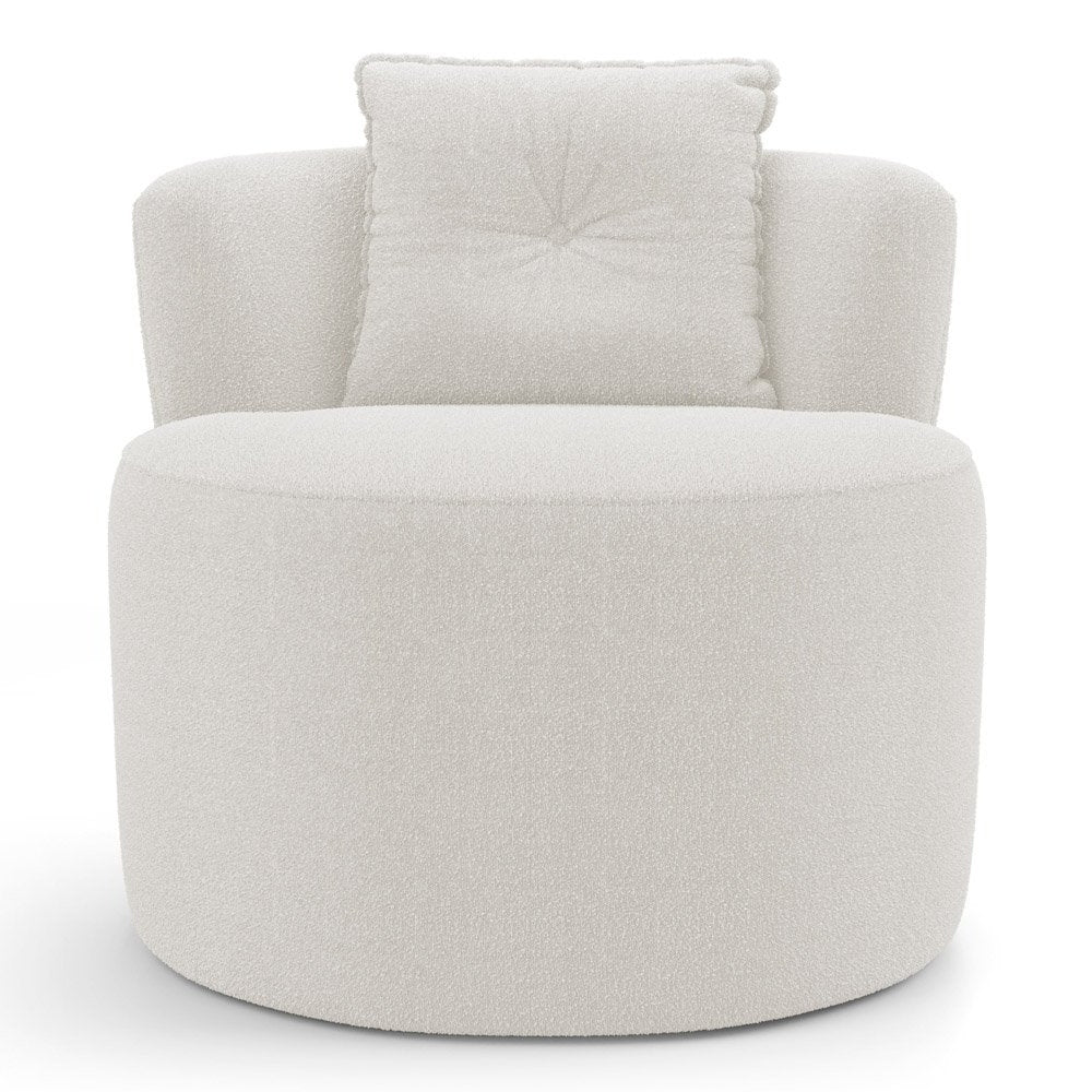 Bob Organic Boucle Lounge Chair with Pillow, Off White