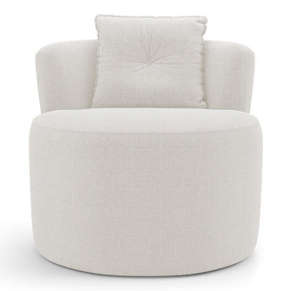 Bob Organic Boucle Lounge Chair with Pillow, Off White