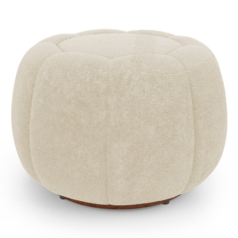 Shell Boucle Accent Chair and Pumpkin Ottoman Set, Beige