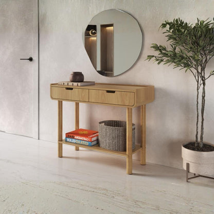 Aura 2-Drawer Console Table with Solid Wood Legs