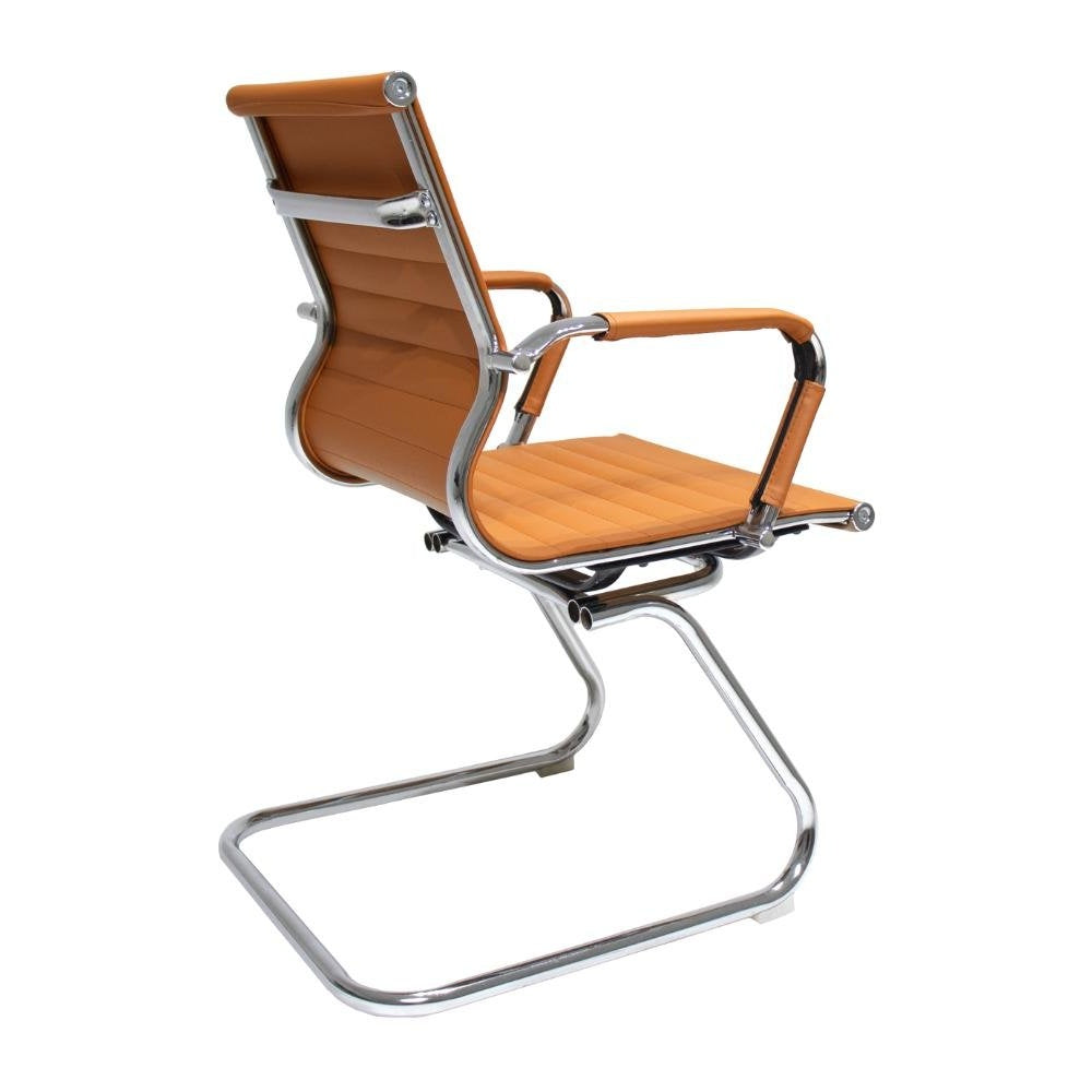 Stripes Fixed Office Guest Chair, Caramel