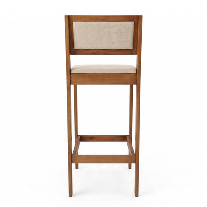 Lenna Set of 4 High Wooden Bar Stools, Natural Linen