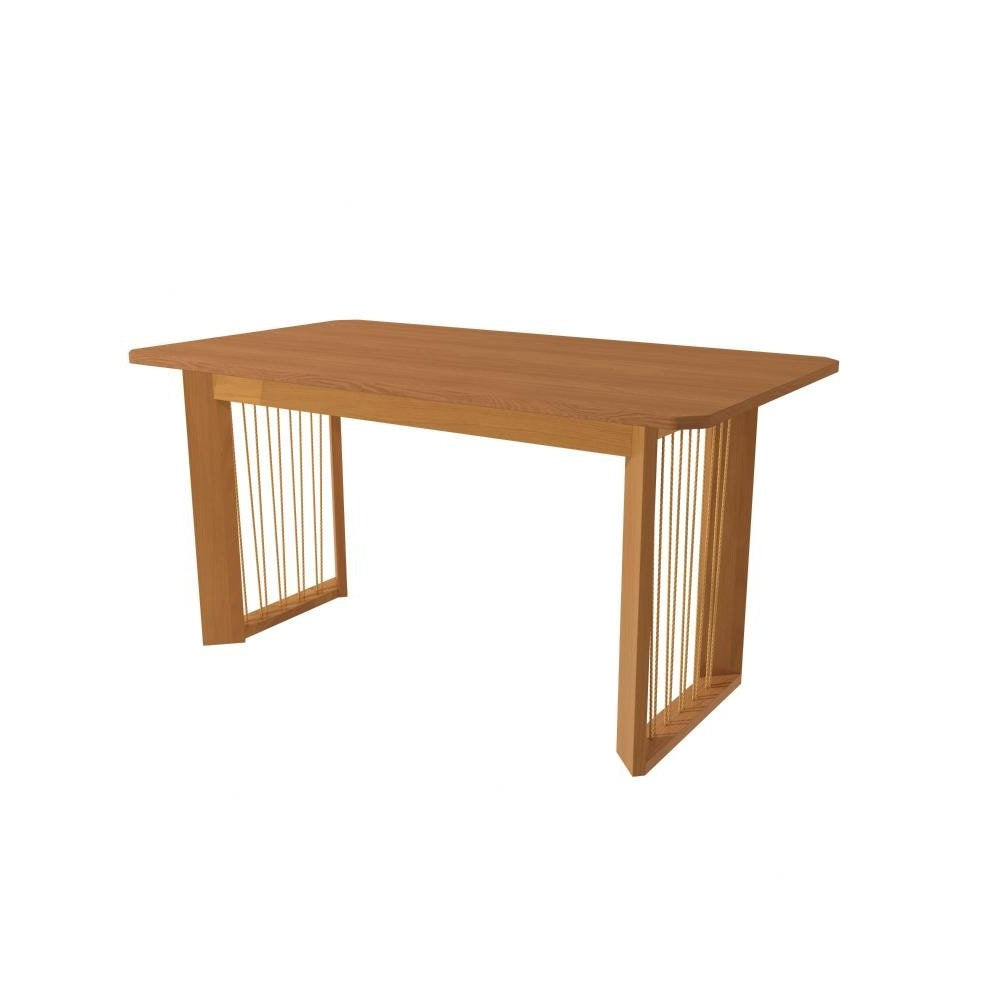 Elisa Solid Wood Dining Set with 6 Linen Chairs