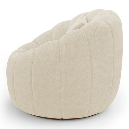 Shell Boucle Accent Chair and Pumpkin Ottoman Set, Beige