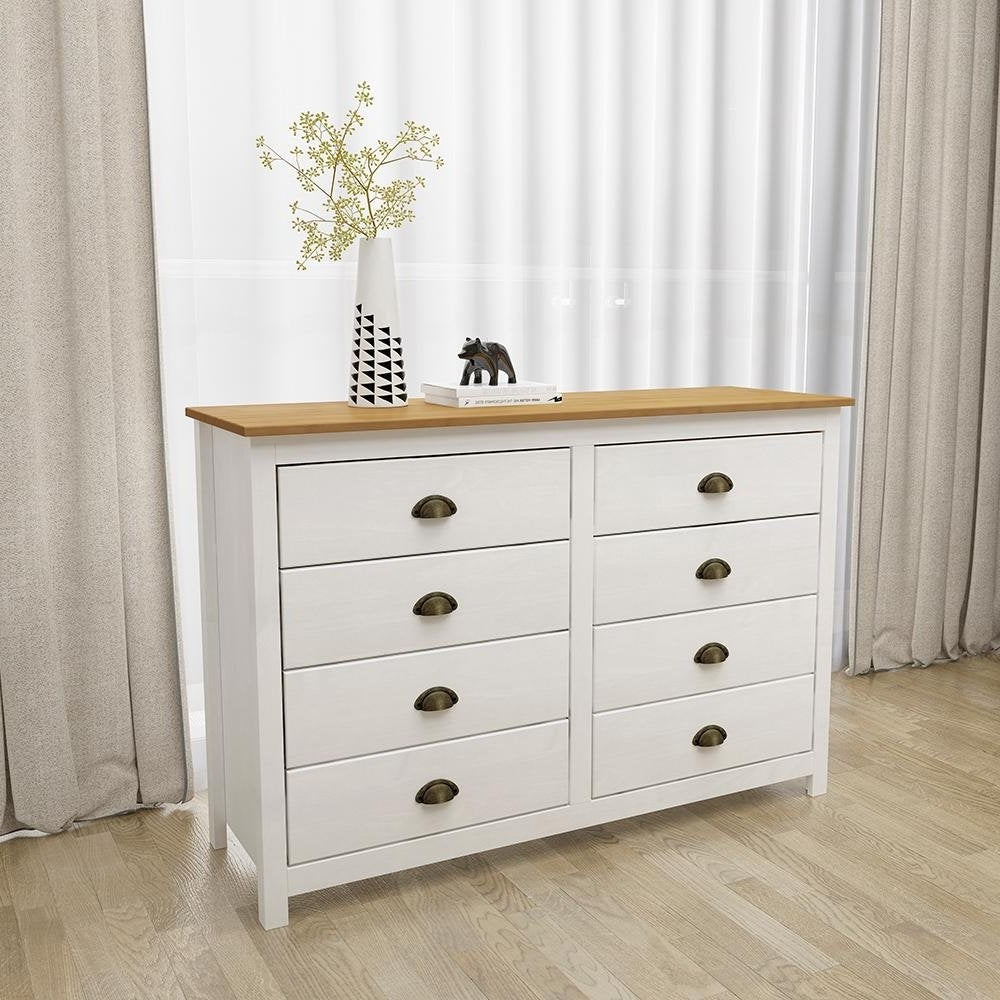 Milani Solid Wood 8-Drawer Dresser and 2 Nightstands Set