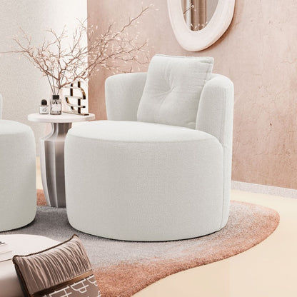 Bob Organic Boucle Lounge Chair with Pillow, Off White