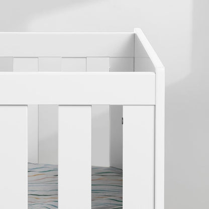 Noah Convertible Baby Crib, Natural and White