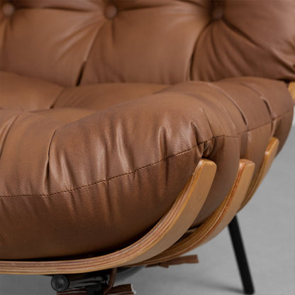 Costela Lounge Chair and Ottoman Set, Caramel