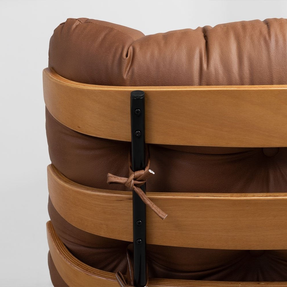 Costela Lounge Chair and Ottoman Set, Caramel