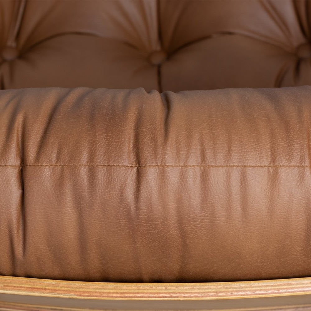 Costela Lounge Chair and Ottoman Set, Caramel