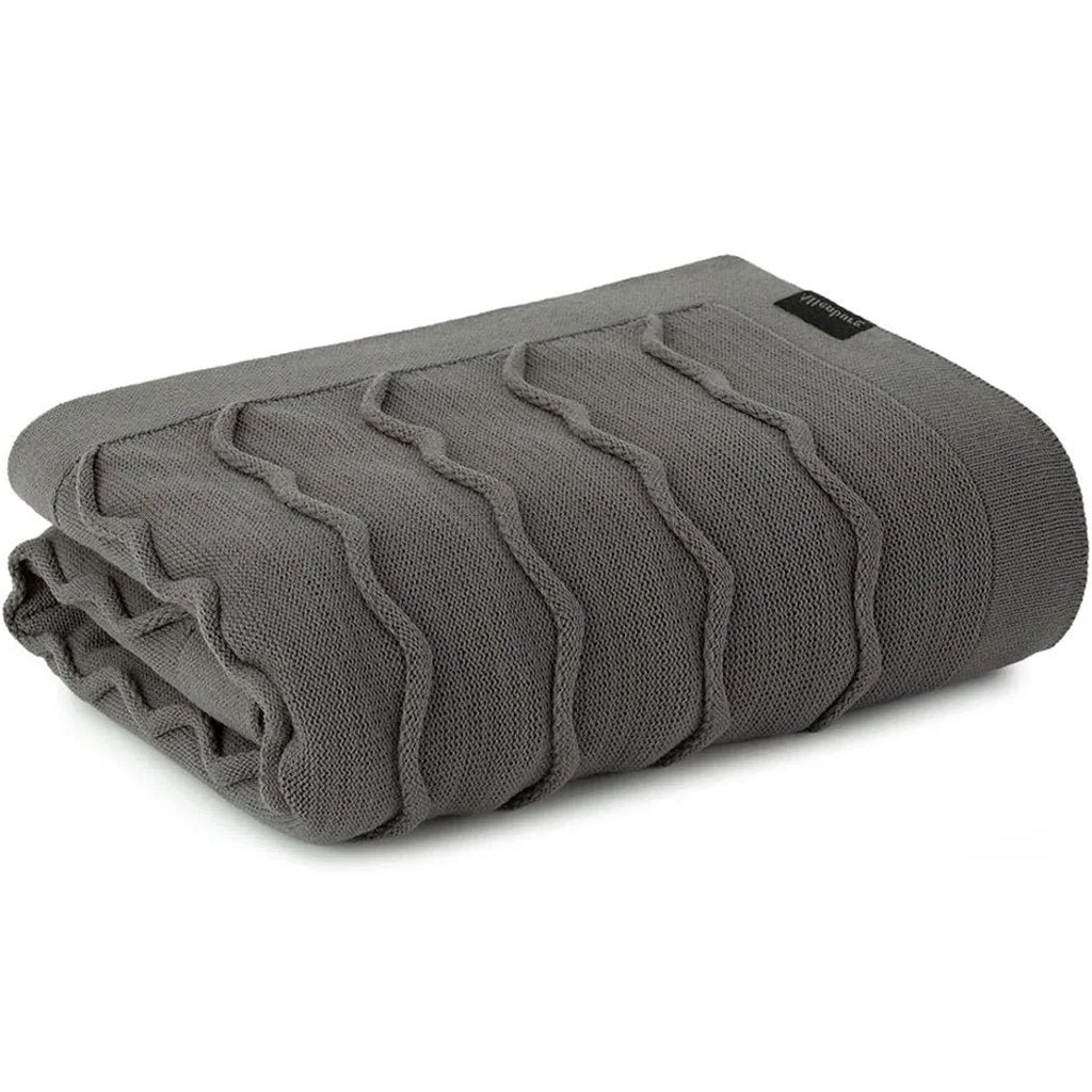 Serenite Acrylic Knitted Decorative Bed Runner, Steel Gray