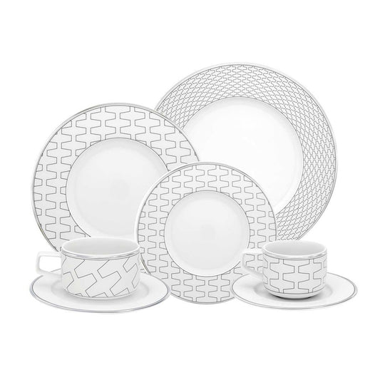 Trasso 30-Piece Porcelain Dinner, Tea & Coffee Set