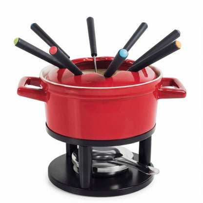 Large 13-Piece Ceramic Fondue Set