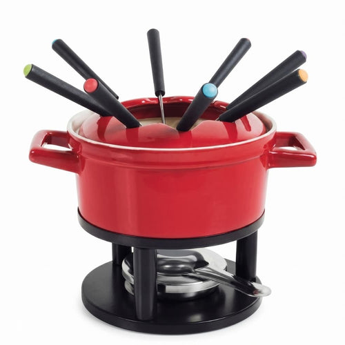 Large 13-Piece Ceramic Fondue Set