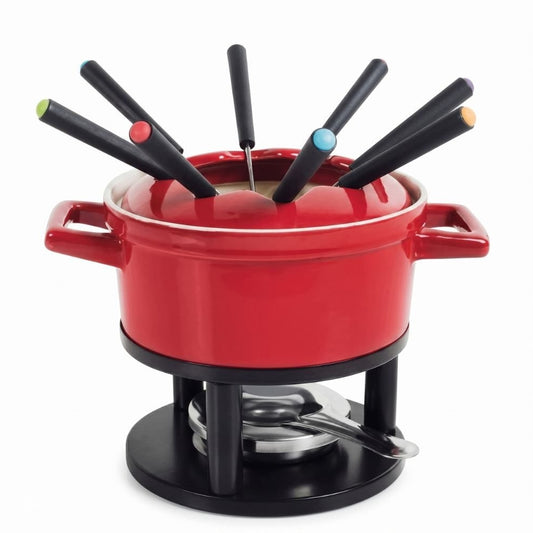 Large 13-Piece Ceramic Fondue Set
