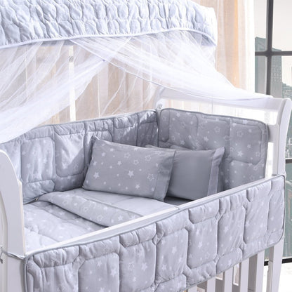 Gray Star 8-Piece 100% Cotton Crib Bedding Set