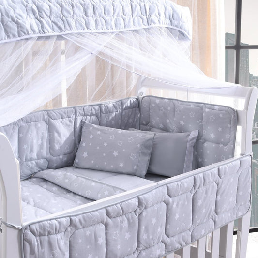Gray Star 8-Piece 100% Cotton Crib Bedding Set