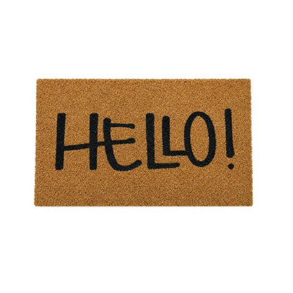Hello Rectangular Coir Doormat with PVC Backing, 29.5 in x 17.7 in