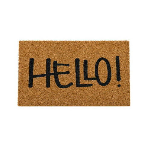 Hello Rectangular Coir Doormat with PVC Backing, 29.5 in x 17.7 in