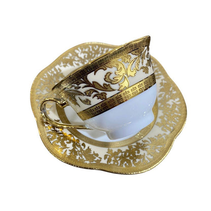 White & Gold 62-Piece Porcelain Dinnerware Set